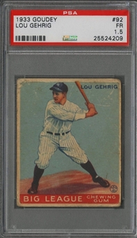 1933 Goudey #92 Lou Gehrig - PSA FR 1.5